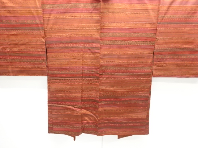 Haori with flower arabesque pattern in horizontal stripes